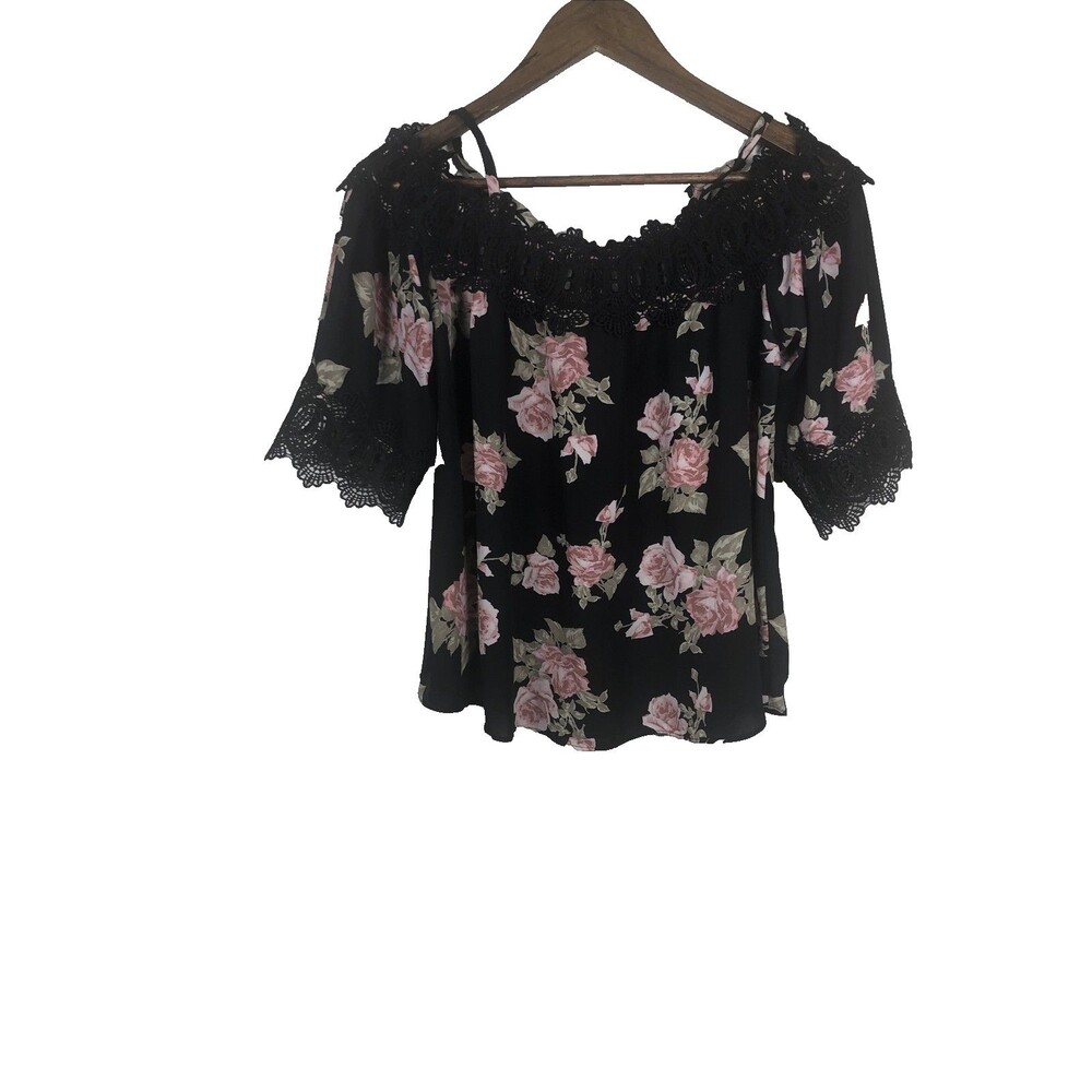 IZ BYER Fairy Grunge whimsigoth  Off shoulder Crochet Detail Women's  Medium Top